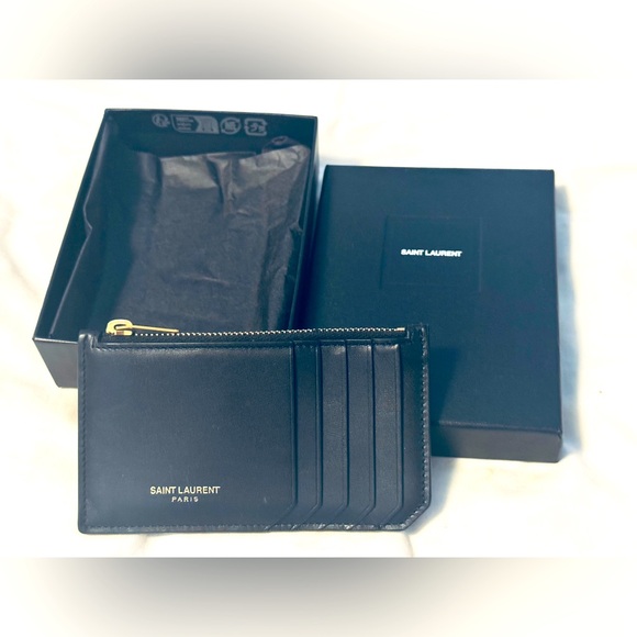 Saint Laurent Black Leather Zip-Wallet - Picture 1 of 3